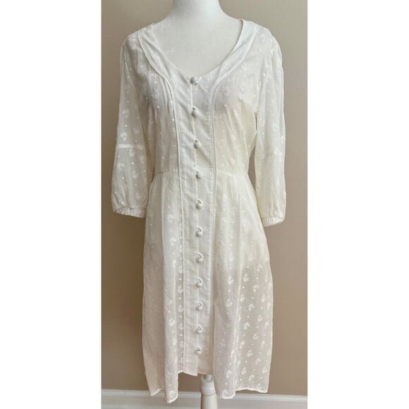 CAbi Midsummer Night White Embroidered Boho Dress Shirtdress Size 0 - Picture 2 of 16